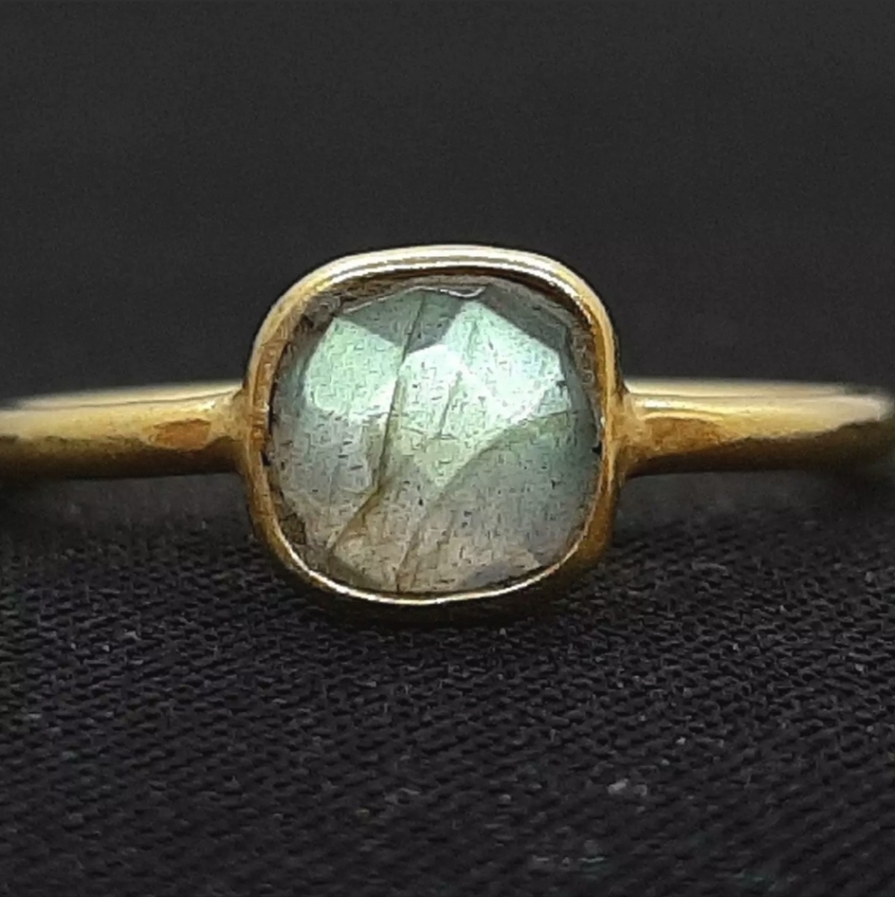 14k .925 💯% Genuine WORLD CLASS  Square cut labradorite 1.25ct ring. - Picture 2 of 11